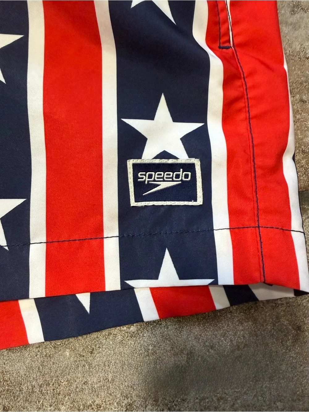 Speedo Red Navy White Star & Stripe Swim Shorts